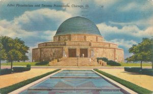 Chicago IL Adler Planetarium & Terrazo 1952 Linen Postcard Used