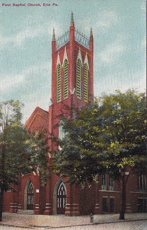 Postcard First Baptist Church Erie PA