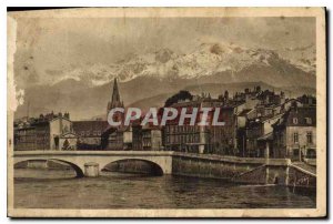 Postcard Old La Douce France Alps Grenoble the banks of the Isere and the sno...