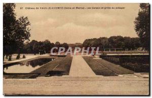 Old Postcard Chateau of Vaux le Vicomte channels and grill garden