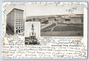 Providence Rhode Island Postcard Greetings Multiview 1904 Vintage Antique Posted