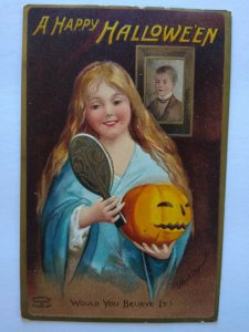 Halloween Postcard Ellen Clapsaddle 1909 Emboss Original Schenectady NY Vintage