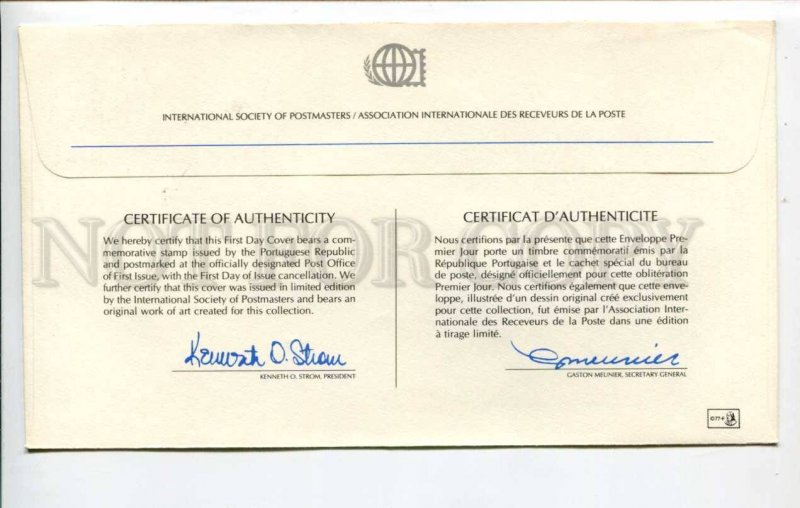 424600 PORTUGAL 1977 year First Day COVER certificate w/ signature