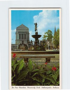 Postcard De Pew Fountain, University Park, Indianapolis, Indiana