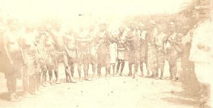 c1920 AFRICAN TROOPS WITH GUNS TRIBE POSING US NAVY WWI ERA RPPC POSTCARD 43-166