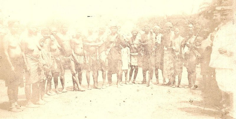 c1920 AFRICAN TROOPS WITH GUNS TRIBE POSING US NAVY WWI ERA RPPC POSTCARD 43-166