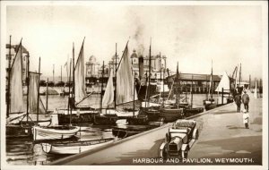 Weymouth Dorset Harbour and Pavilion Vintage Real Photo Postcard