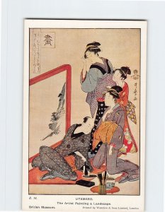 Postcard The Artist Painting a Landscape By Utamaro British Museum England