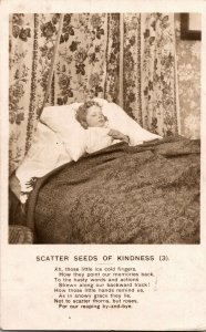 Bamforth Life Model Series Child in Bed, Scatter Seeds of Kindness Postcard D51