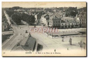Old Postcard Mail Rennes and Place Mission