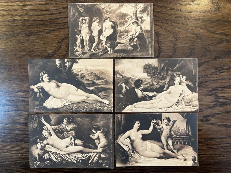 (5)  DRESDNER GALERIE POSTCARDS (VENUS) TIZIAN, RUBENS , RENI , VanDYCK, VECCHIO