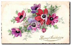 Old Postcard Fantasy Flowers Birthday