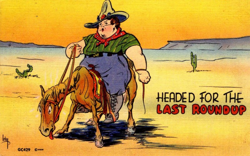 Comic - Woman on Tired Horse - Headed to the Last Roundup - in the 1940s