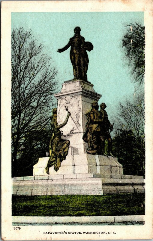 Vtg 1909 Lafayette's Statue Washington DC Postcard