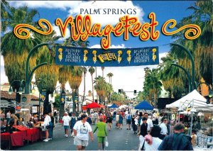 Palm Springs, CA California VILLAGE FEST Palm Canyon Dr Street Fair 4X6 Postcard