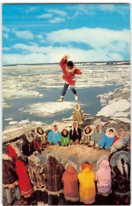 Blanket Tossing Eskimos Wien Air Alaska Native Americana 1967 Vintage Postcard