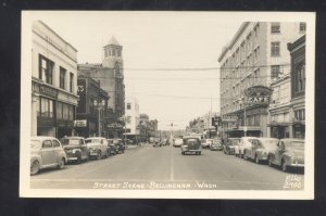 RPPC BELLINGHAM WASHINGTON DOWNTOWN SCTEET STORES OLD CARS REAL PHOTO POSTCARD