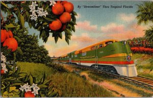 1946 Streamliner Railroad Train Seaboard Orange Blossom Special FL Postcard KL8