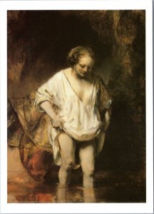 Postcard Art - Rembrandt - A Woman bathing in a Stream