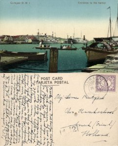 curacao, D.W.I., WILLEMSTAD, Entrance to the Harbor (1920s) Postcard