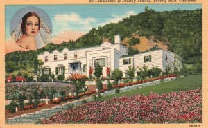 Vintage Postcard 1920's View of Residence of Dorothy Lamour Beverly Hills Calif.