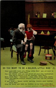 Vtg 1910s So You Want To Be A Soldier Little Man Bamforth Song Card 3 Postcard