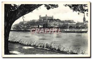 Old Postcard Bratislava Dunaj Charter Barges