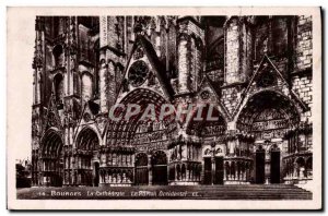 Old Postcard Bourges Cathedral The western portal