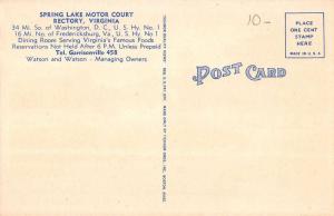 Rectory Virginia Spring Lake Motor Court Linen Antique Postcard K15604