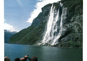 HANDCRAFTED CONTINENTAL SIZE POSTCARD SEVEN SISTERS WATERFALLS NORWAY