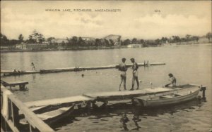 Fitchburg MA Whalom Lake Swimming Dock c1940s Postcard