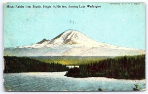 1912 Mount Rainier From Seattle Showing Lake Washington Posted Postcard