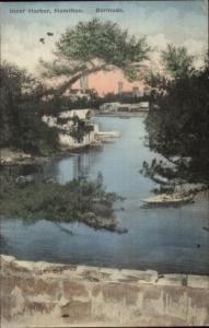 Bermuda Hamilton Inner Harbor c1920 Hand Colored Postcard myn