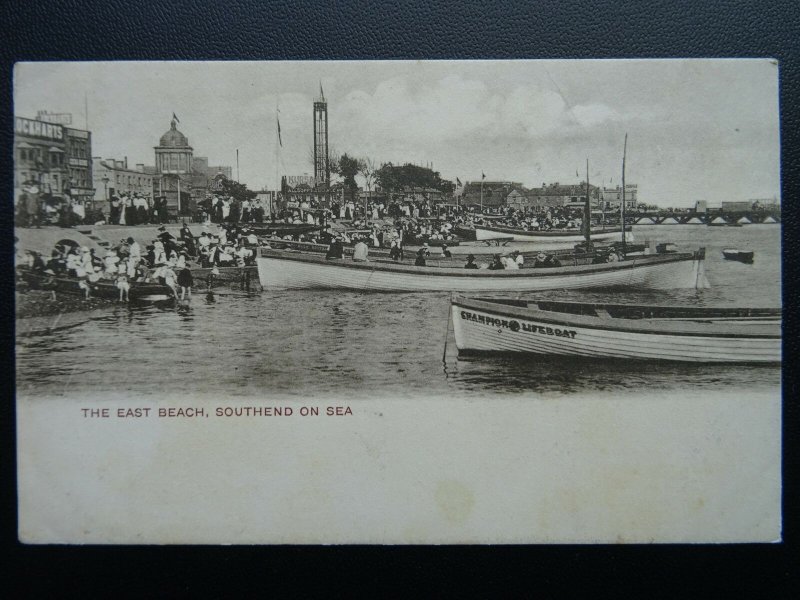 Essex SOUTHEND ON SEA East Beach shows CHAMPION LIFEBOAT c1904 Postcard