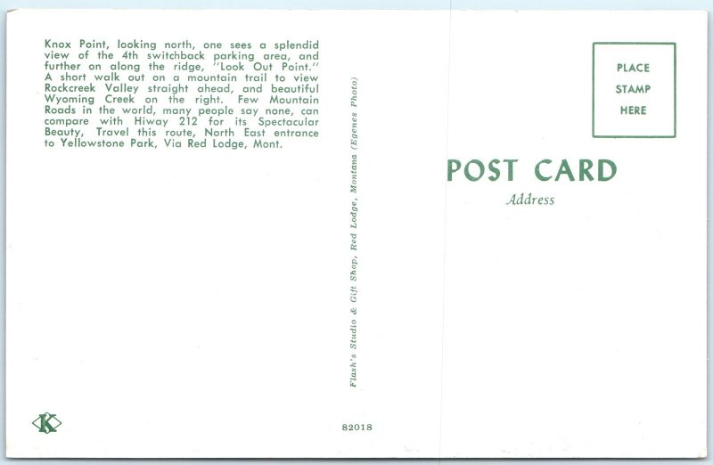 c1960s Red Lodge, MT Knox Lookout Point Rockcreek Valley Switchback Chrome A303