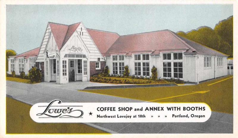 Portland Oregon Lowes Coffee Shop and Annex Antique Postcard J62051