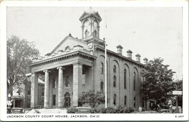 Vtg Postcard 1940s - Jackson County Court House - Jackson Ohio OH - Unused