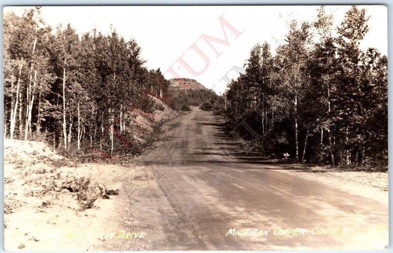 RARE c1930s Michigan Copper Country RPPC Brockway Mountain Drive Road Photo A167