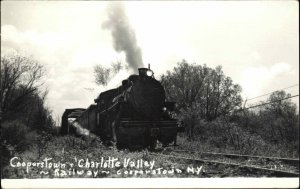 Cooperstown NY Charlotte Valley Train Real Photo Postcard FLY CREEK CANCEL