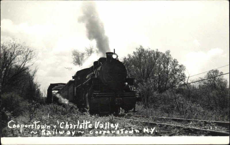 Cooperstown NY Charlotte Valley Train Real Photo Postcard FLY CREEK