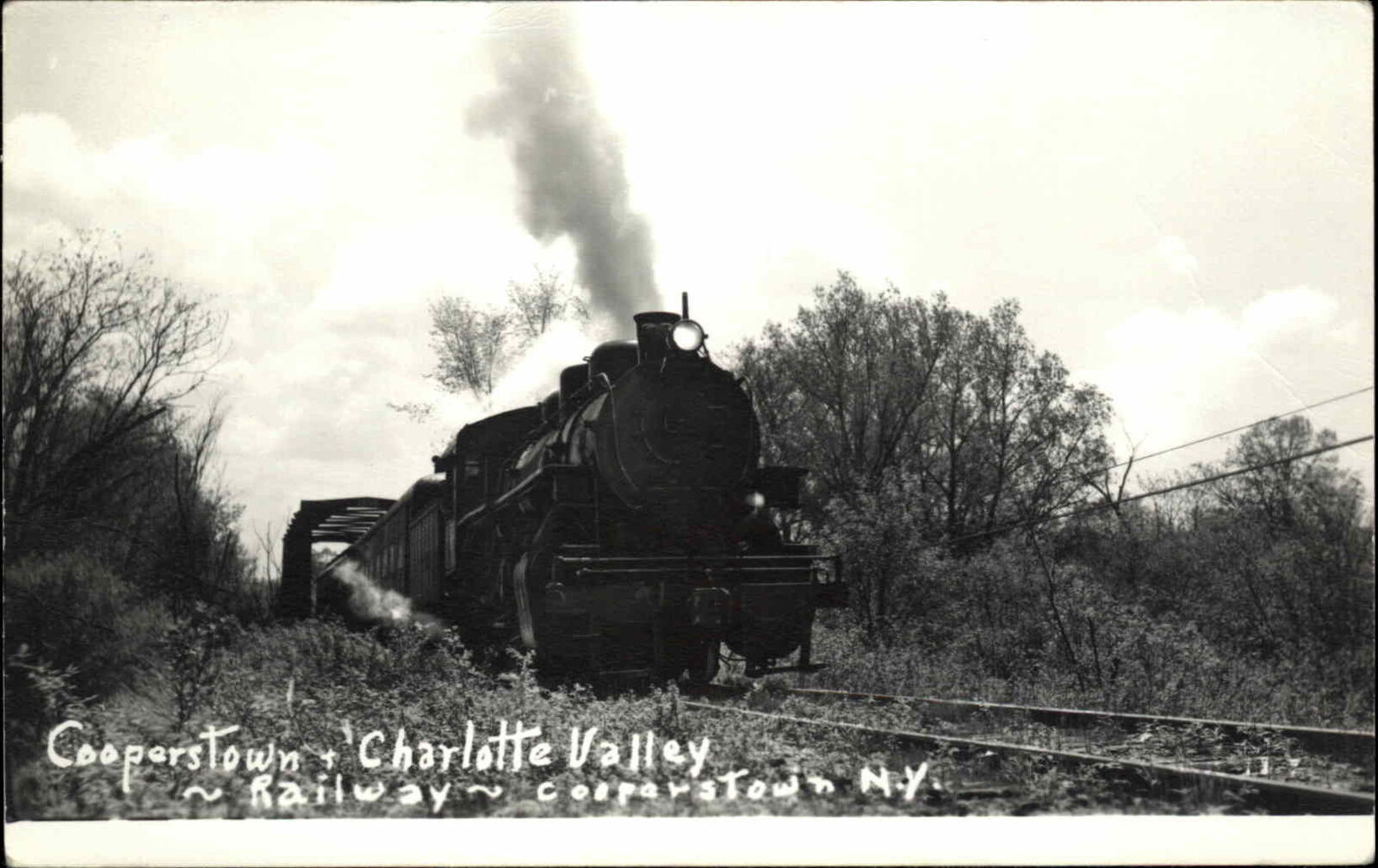 Cooperstown NY Charlotte Valley Train Real Photo Postcard FLY CREEK CANCEL United States New