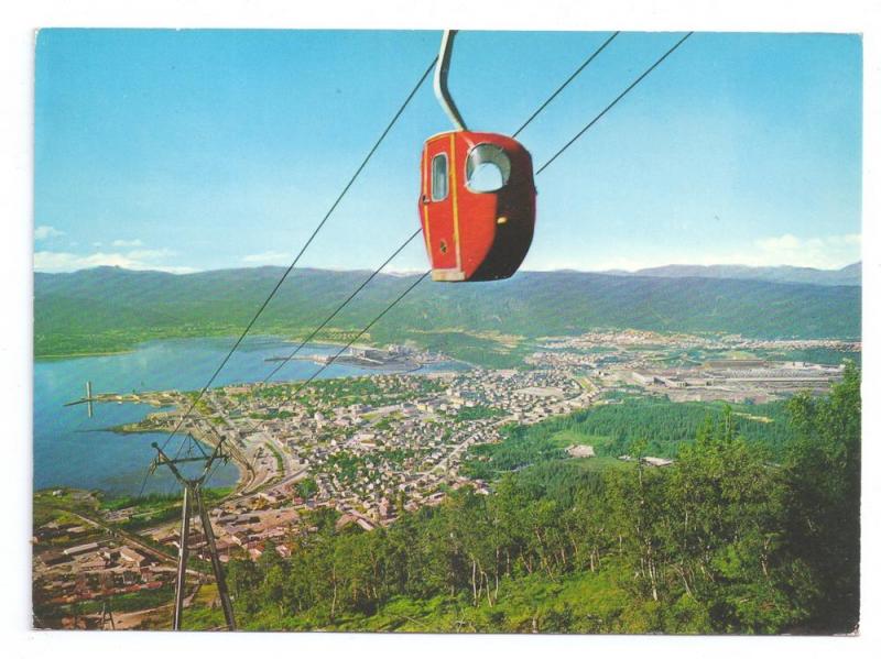 Mo i rana Norway View with the Cable Car 4X6 Postcard Chrome