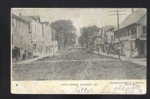 FOXCROFT MAINE DOWNTOWN NORTH STREET SCENE VINTAGE POSTCARD 1906 DOVER