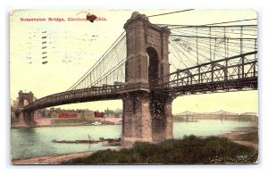 Postcard Suspension Bridge Cincinnati Ohio c1911 Postmark