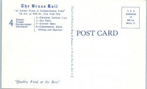 NEW YORK, NY   BRASS RAIL Restaurant DINING on 4 Floors  c1940s Linen  Postcard