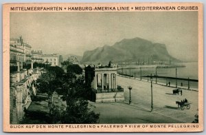 Vtg Palermo Italy View of Mount Pellegrino Hamburg American Line 1920s Postcard