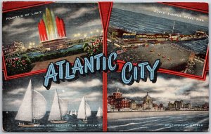 1954 Fountain Of Light Steel Pier Sailboat Hotel Atlantic City NJ PostedPostcard