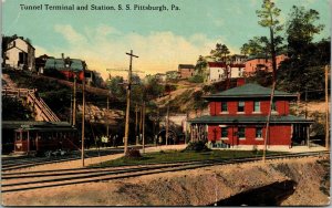 Postcard PA Pittsburgh Tunnel Terminal and Station - RARE - 1912 L3