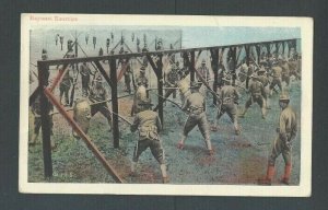 1918 Post Card WWI Bayonet Practice Camp Custer MI