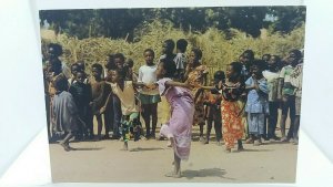 Vintage Postcard Village Children Dancing The Gambia West Africa